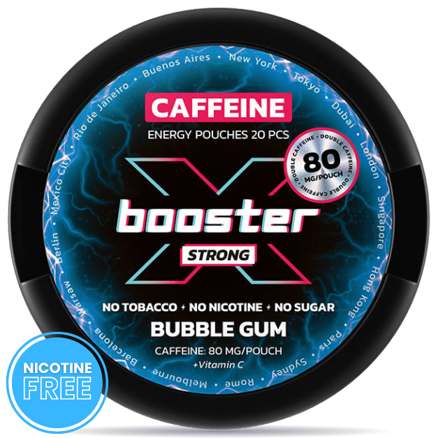 X-Booster Bubble Gum⚡️Nicotine-Free, Caffeine Pouches – Nicotinos