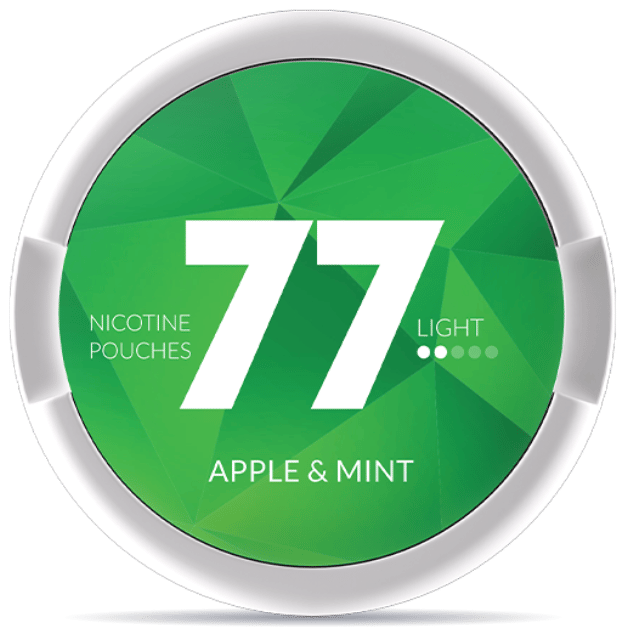 77 Apple Mint Light nicotine pouch can