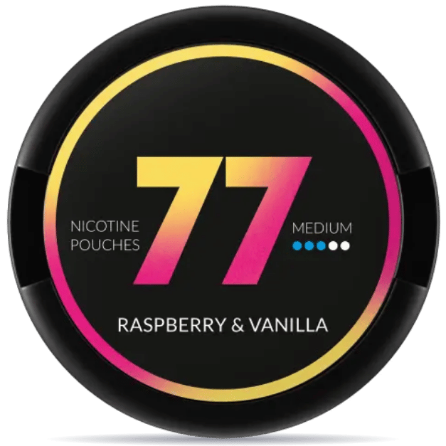 77 Raspberry Vanilla Medium nicotine pouch can