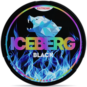 ICEBERG Black Extreme nicotine pouches can, ultra strong mint flavor tobacco-free nicotine pouch packaging