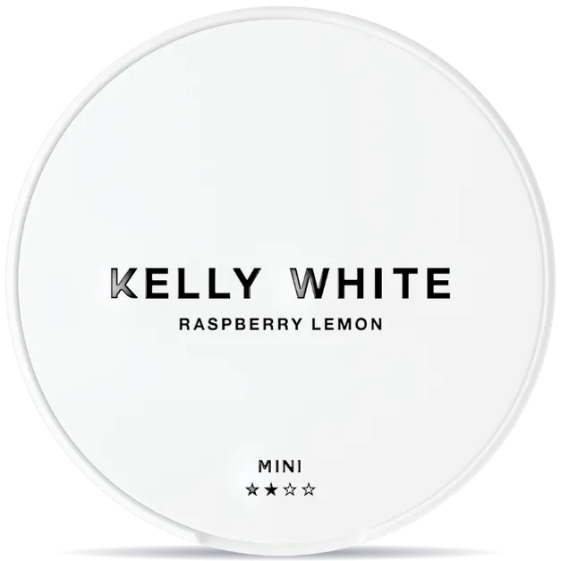 KELLY WHITE Raspberry Lemon Mini nicotine pouches can, old design