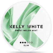 Kelly White Sweet Melon Mint Slim nicotine pouches can, melon and mint flavor tobacco-free slim nicotine pouch packaging