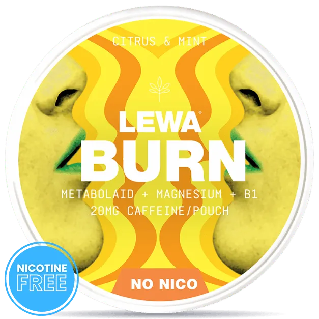 LEWA Burn Citrus Mint nicotine free pouches can – no nicotine, caffeine and B1, citrus mint flavor
