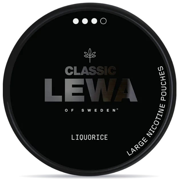 LEWA Classic Liquorice nicotine pouches can – tobacco-free, liquorice flavor, large white pouches