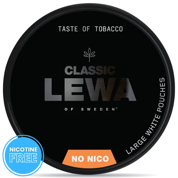 Lewa Classic Tobacco nicotine free pouches can – no nicotine, tobacco taste, large white pouches