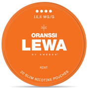 LEWA Oranssi Mint nicotine pouches can – slim format, mint flavor, 16.6 mg/g strength