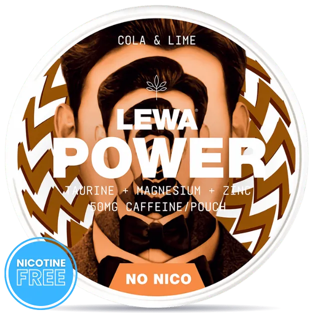 LEWA Power Cola Lime nicotine free pouches can – no nicotine, caffeine boost, cola and lime flavor