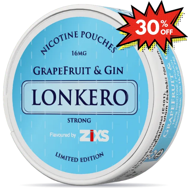 LONKERO Grapefruit and Gin 16mg nicotine pouches can strong limited edition 30 percent off