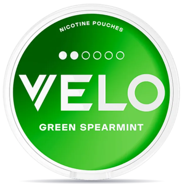 VELO Green Spearmint nicotine pouches with fresh spearmint flavor