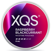 XQS Raspberry Blackcurrant nicotine pouches can 8mg strength fruity berry flavor