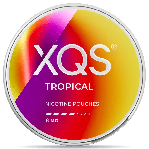 XQS Tropical nicotine pouches can 8mg strength exotic mixed fruit flavor
